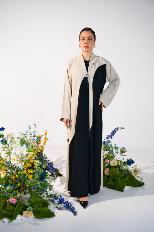 The Freya Two-Tone Curved Abaya